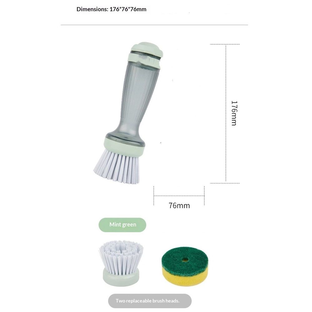 2 pack Dish Brush with Soap Dispenser for Dishes, Kitchen Sink, Pot, Pan Scrubbing, 1 Brush 2 Refills — image 4