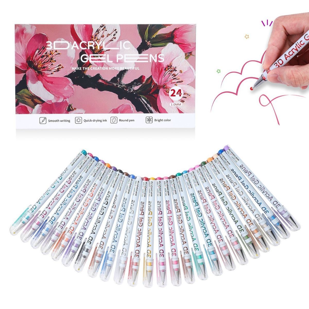 3D Acrylic Gel Pens 12/24/36/48 Color Gel Pens Art Supplies Australia Smooth Writing - Multi-color - Size 12 colors โ image 2