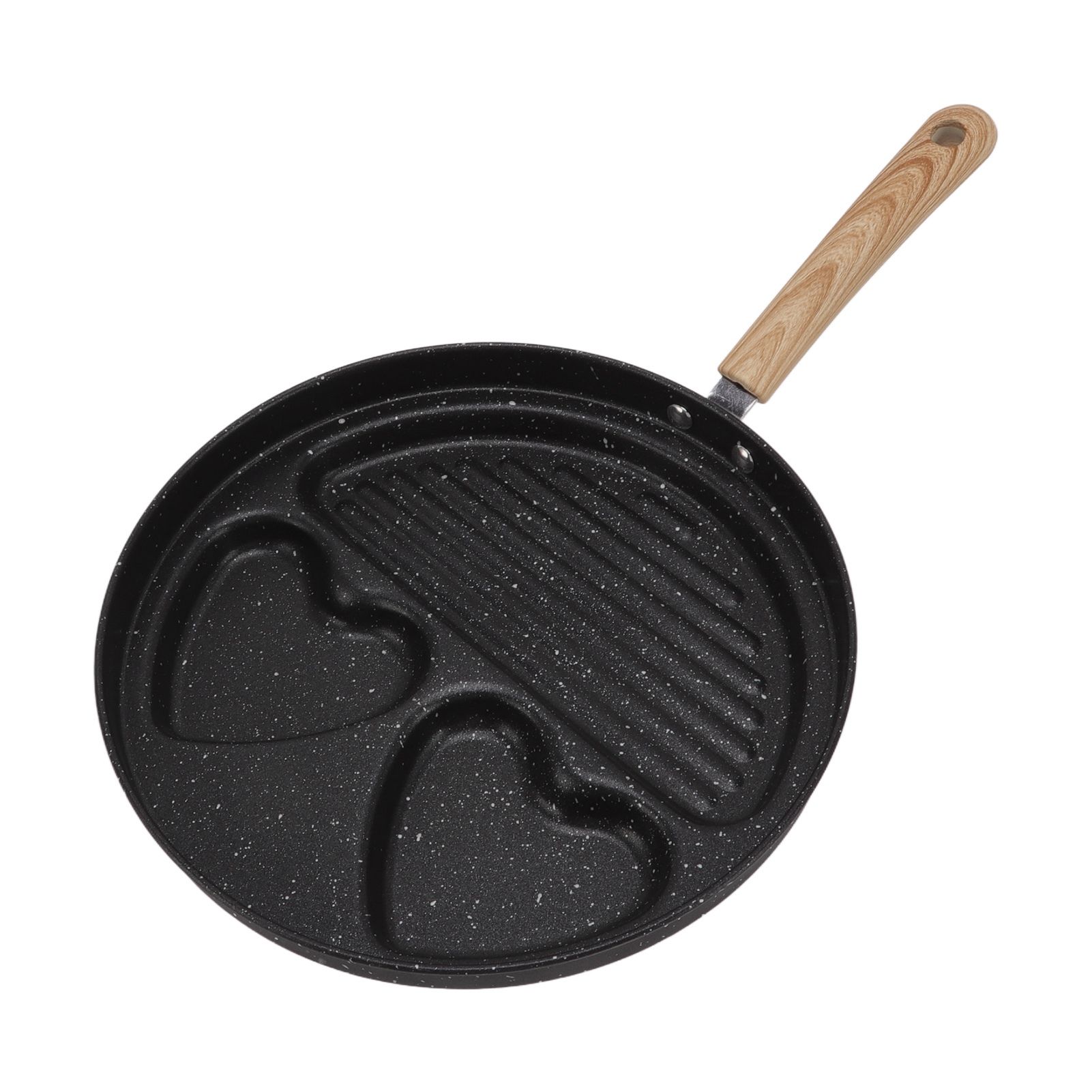 Egg Steak Divided Frying Pan 3 in 1 Multifunctional Prevent Stick Egg Beef Steak Cooker Pan for Home — image 4