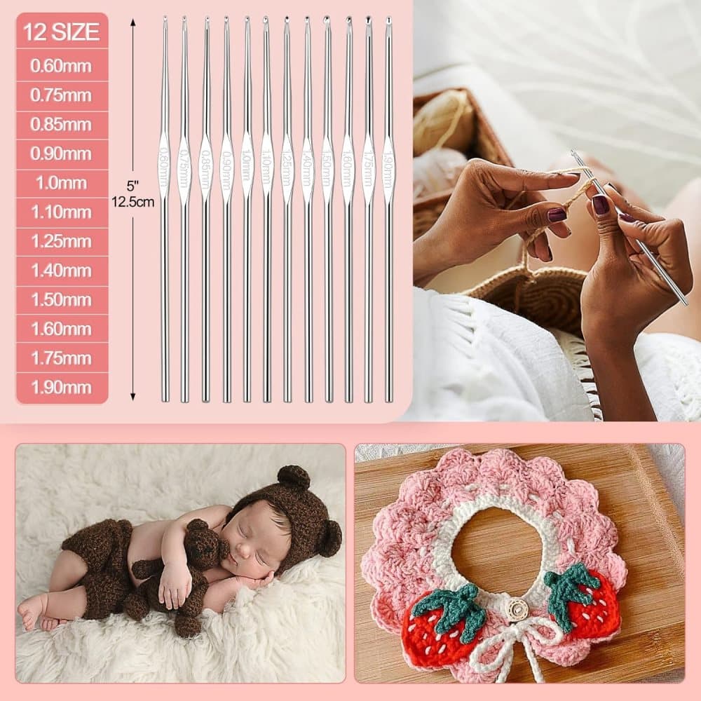 58-piece crochet hook set with ergonomic handles and yarn, includes crochet bag, 12cm — image 5