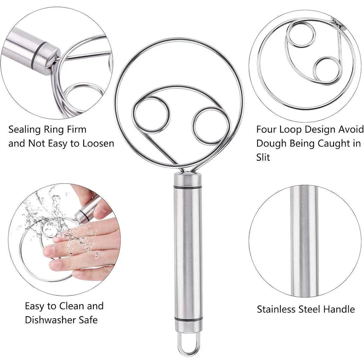 Stainless Steel Double Eye Coil Flour Mixer Household Baking Tool Egg Beate β image 4
