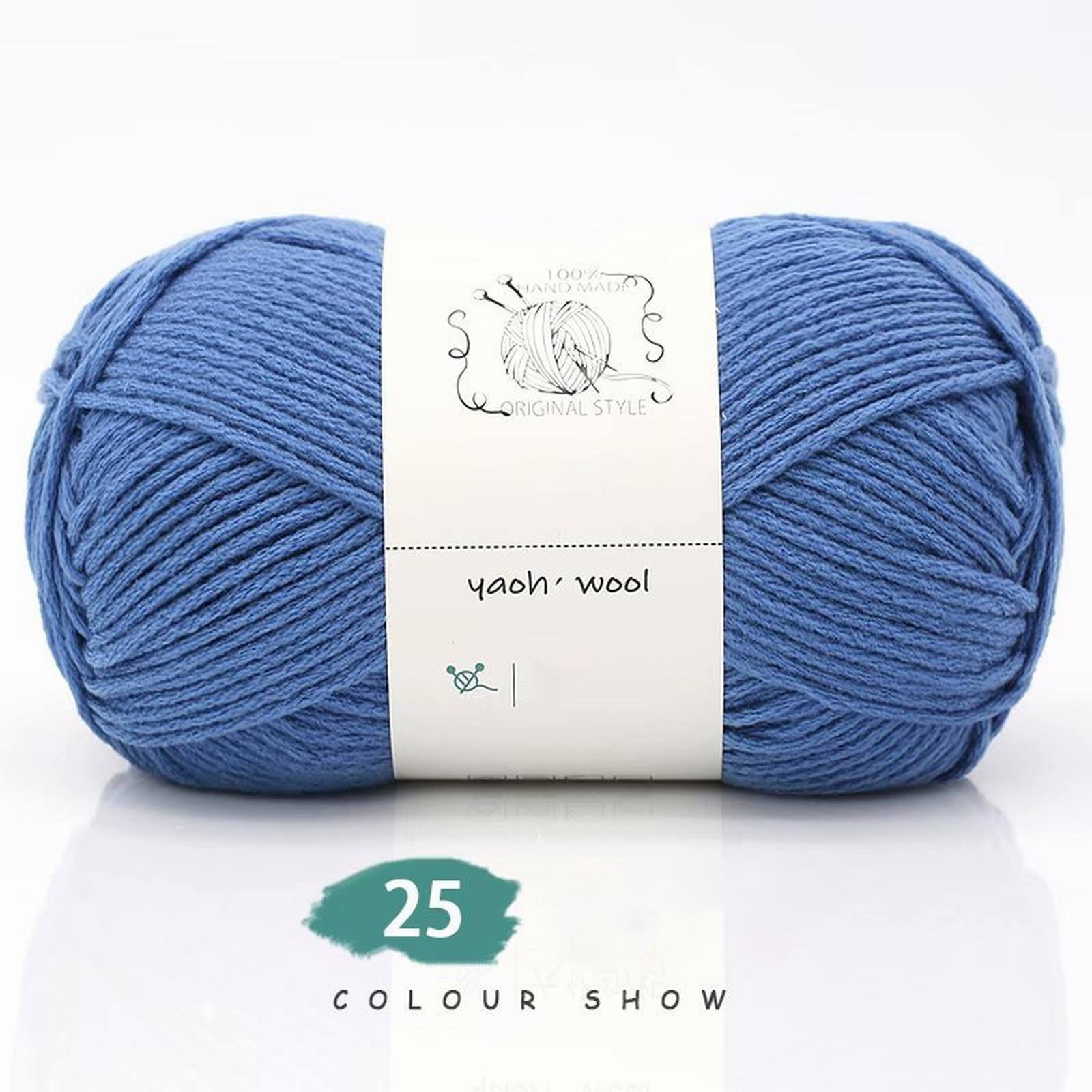 1 Pack 100 g Cotton Crochet Yarn, Soft Hand Knitting Yarn for Sweaters, Scarves, Cushions and DIY Crafts, Classic Blue โ image 2