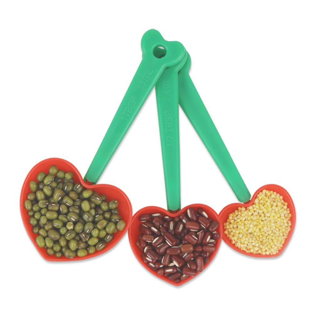 5 Pcs Heart Shaped Plastic Measuring Spoons Set Egg Separator and Scoop for Home Kitchen Baking Cooking — image 3