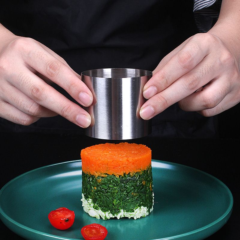 3 Set Sushi Making Mold Stainless Steel Round Pastry Ring Cake Forming Rings with Pusher Food Presentation Rings Tuna Mold โ image 2