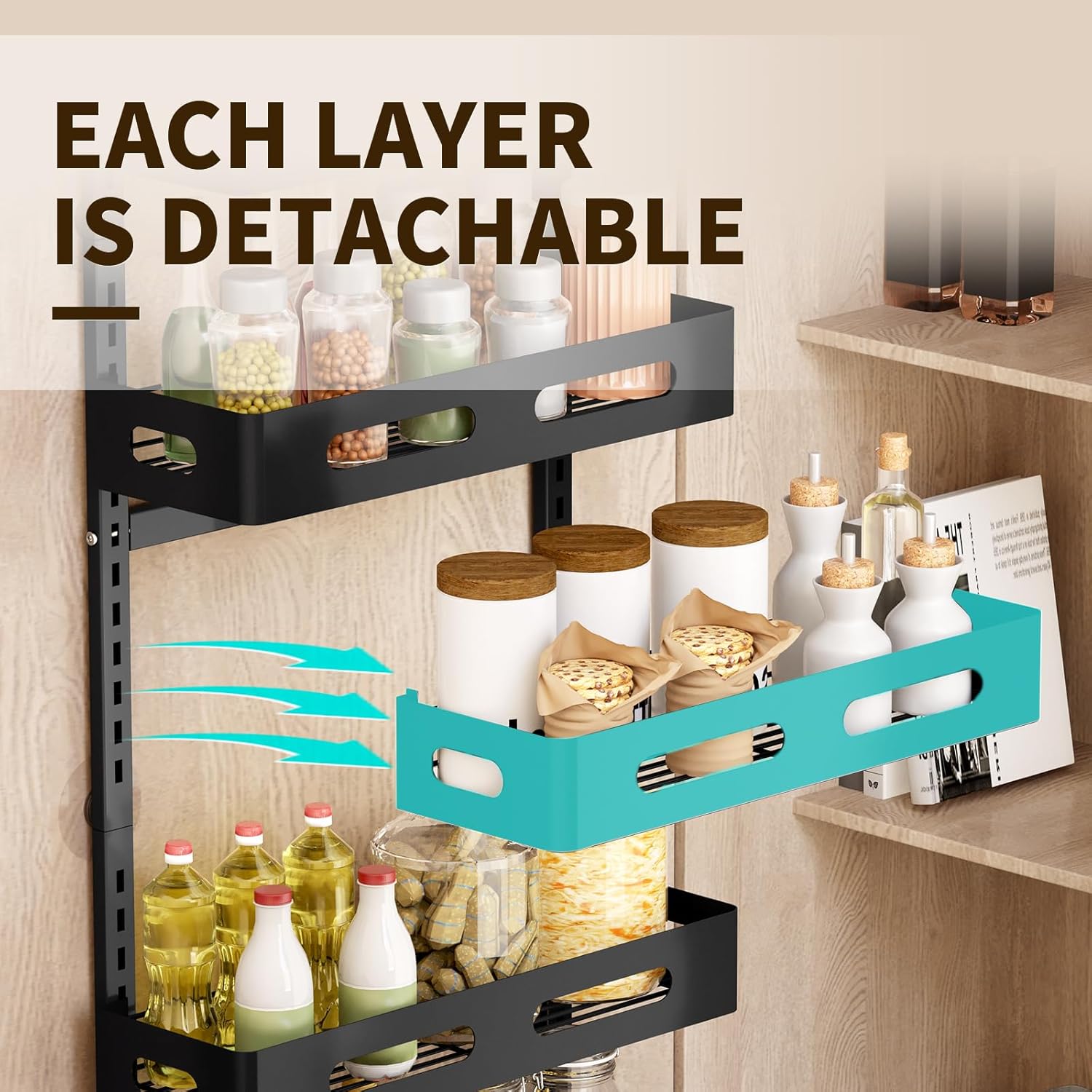 CARLA HOME 6 Tier Over the Door Organizer with Adjustable Metal Pantry Storage Rack and Hanging Baskets for Kitchen and Bathroom — image 5