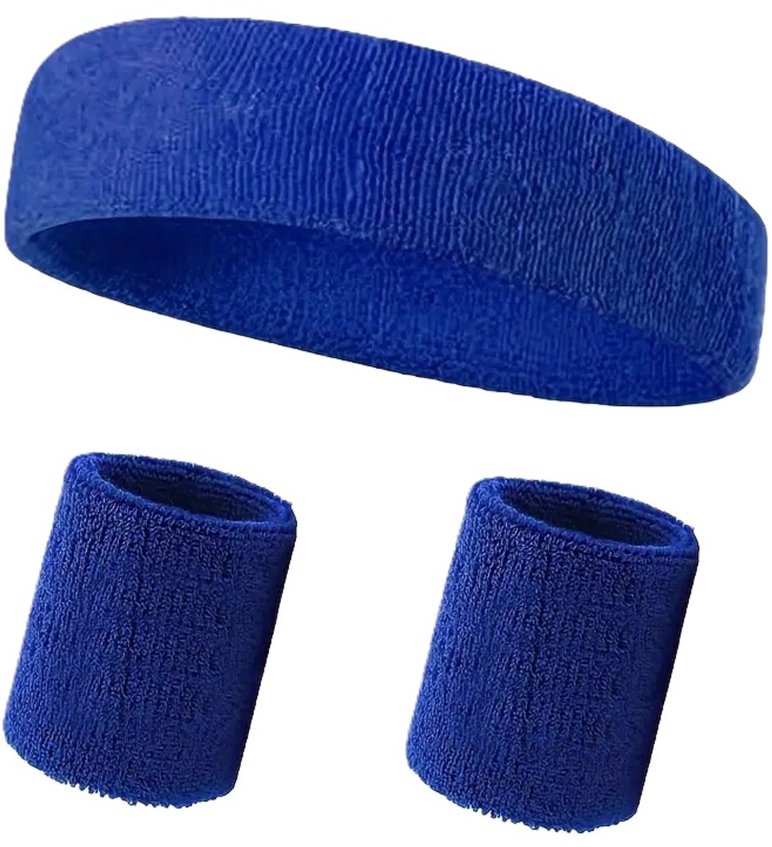 Set of Headband and 2x Wristbands | Sweatband | Sweatbands 6x8 CM | Head and Wrist | Sports Bands | Dark Blue — image 2