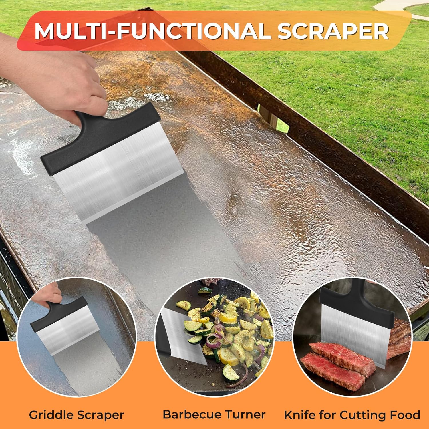 Griddle Cleaning Kit for Blackstone, Flat Top Grill Accessories Cleaner Tool Set Grill Stone, Griddle Scraper, Scouring Pad and Handles, Multifunctional — image 3