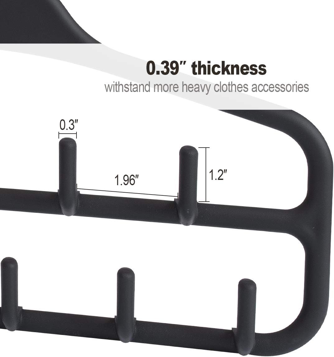Clothing Closet Organizer with 11 Non-Slip Hooks 360° Rotatable Black — image 4