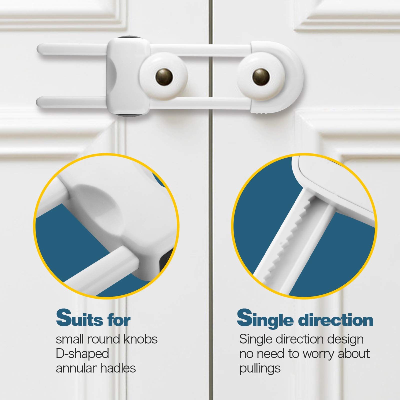 6PCS Cabinet Locks for Babies, Adjustable U-Shaped Child Safety Locks, Multifunctional Cabinet Handle Lock for Drawers Cabinets — image 3