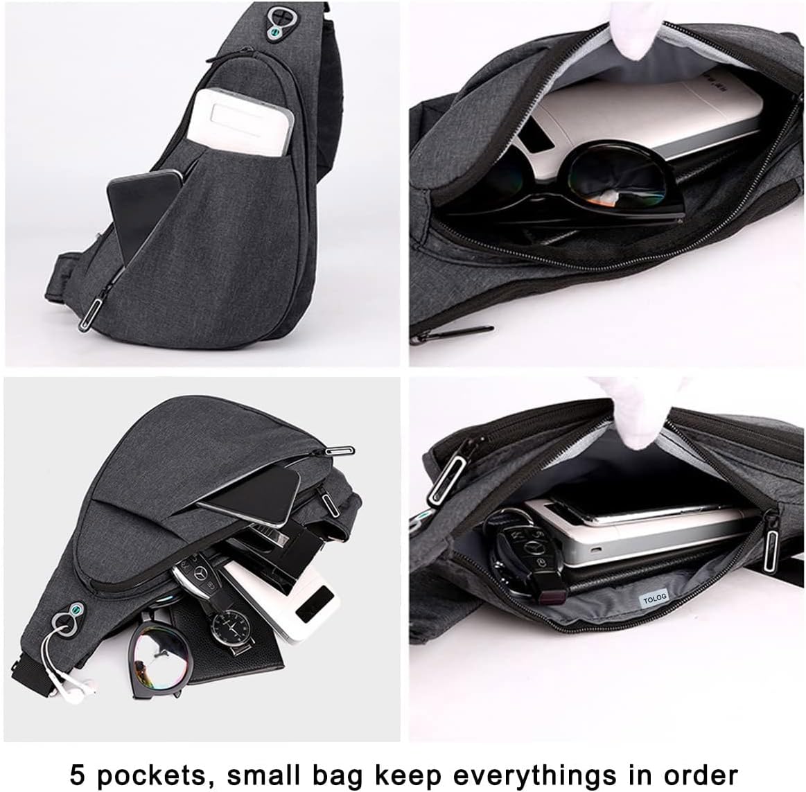 Blue left shoulder New Men's Reflective Crossbody Sling Bag - Casual Commuter Shoulder Chest Pack for Daily Essentials — image 2