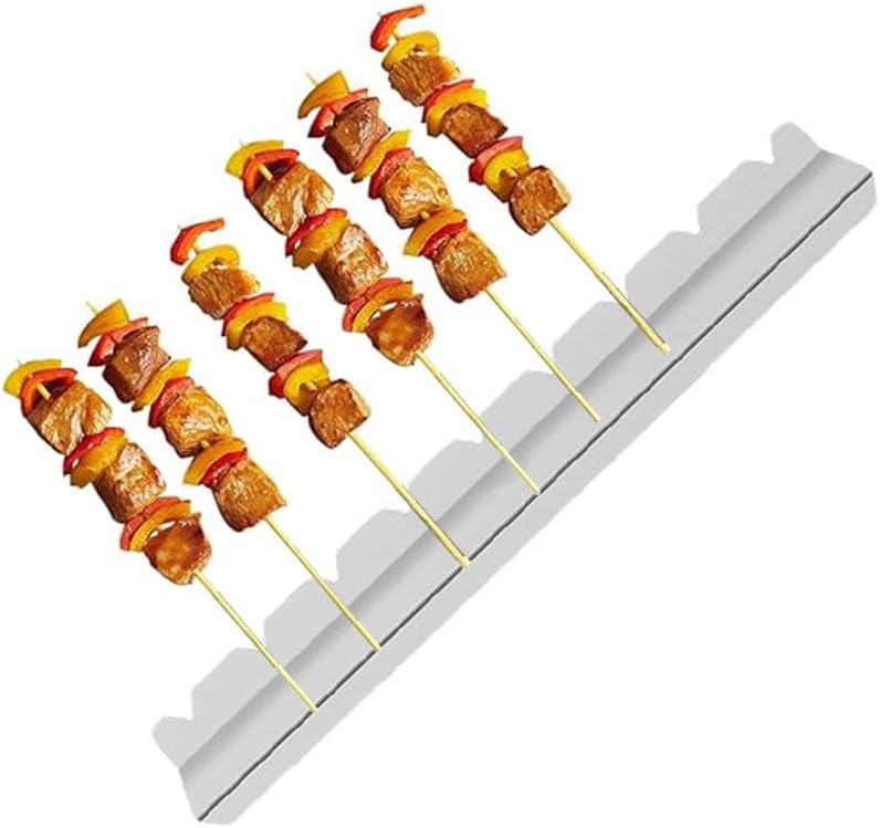 Stainless Steel Kebab Rack for BBQ Skewers, Shish Kabob Grilling Holder, 1 Pair — image 3