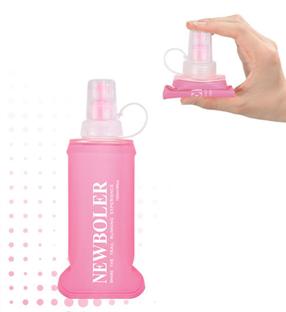150ml Foldable Water Bottle BPA-Free Soft for Marathons Camping Hiking, 150ML, Pink