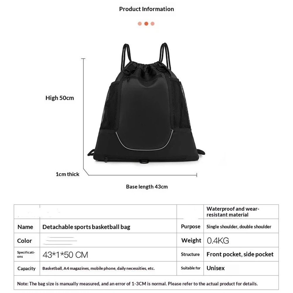 Drawstring Soccer Bag Basketball Backpack for Kids Teens, Foldable Sports Bags Detachable Ball Mesh Bag for Gym Yoga Football Baseball(oniy bag) — image 5
