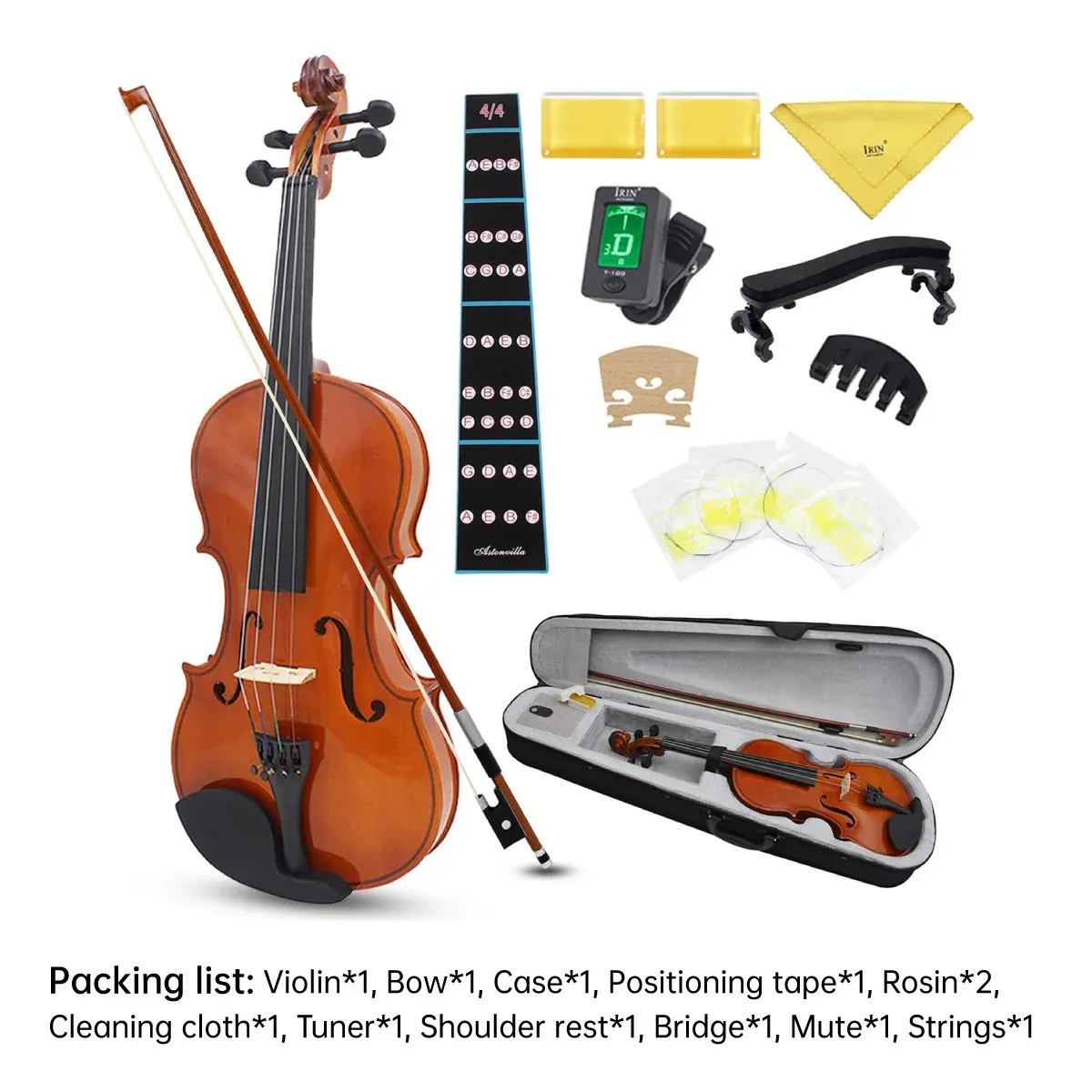 Beginner Violin 4/4 Set Durable Linden Wood for Kids Adults Learning — image 6