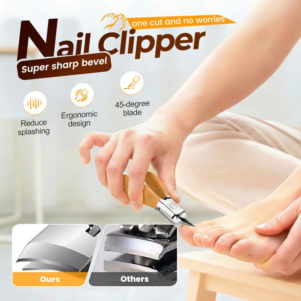 Wide Jaw Opening Anti-Splash Slanted Nail Clipper, Curved Blades for Ingrown & Thick Nails, Ergonomic Fingernail Toenail Clippers for Home e (Comb) — image 2