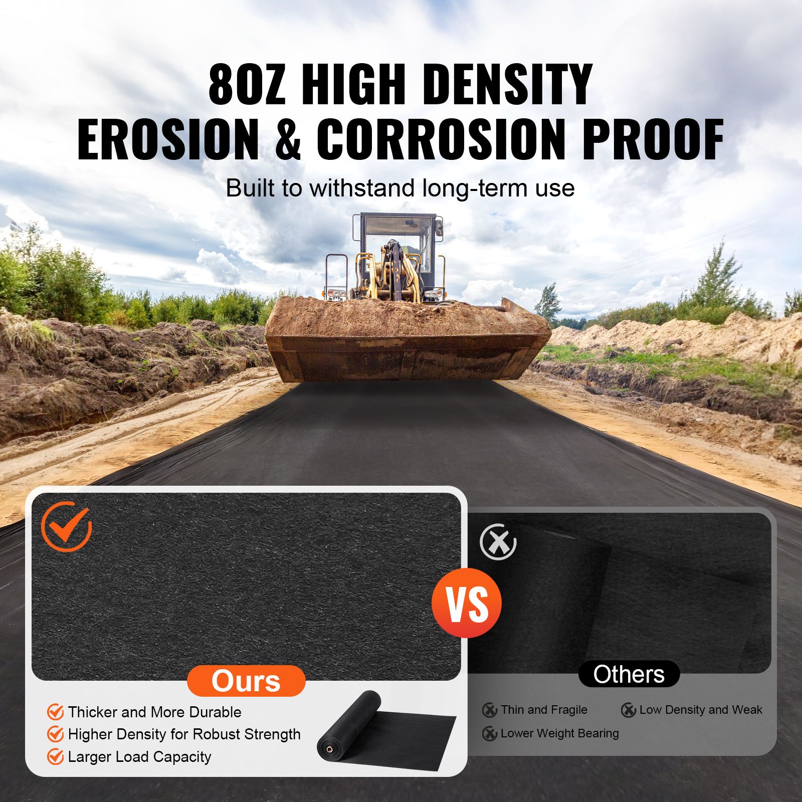 Non Woven Geotextile Fabric Under Gravel, 6x100FT 8OZ Driveway Fabric Landscape Fabric, Heavy Duty Weed Barrier Fabric, Ground Cover Weed Control Fabric โ image 4