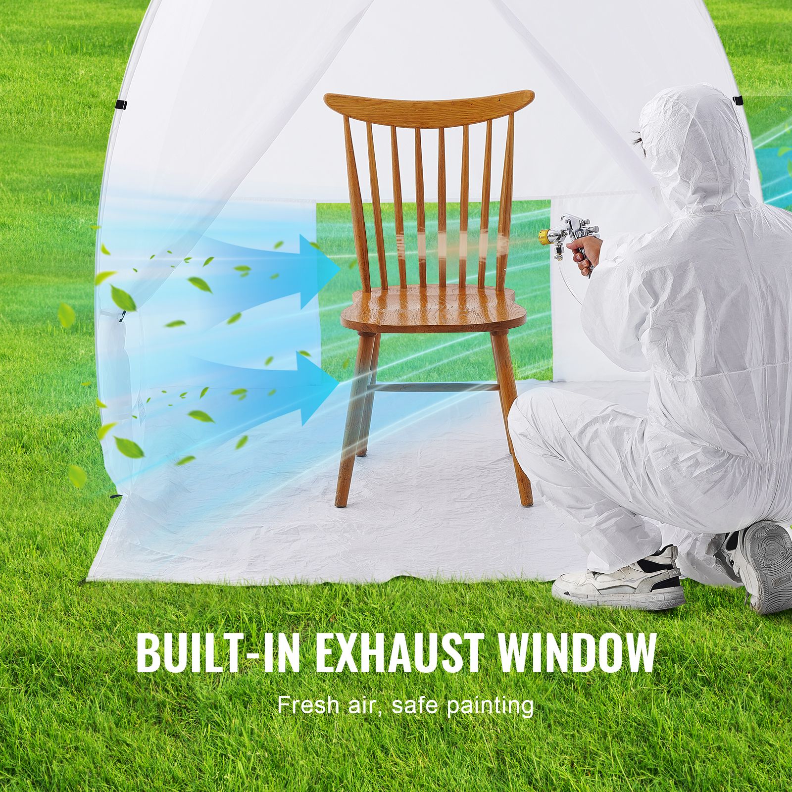 Spray Paint Shelter, 60 x 70 in Pop-Up Portable Spray Paint Tent with Built-In Floor, Exhaust Window and Storage Bag, Foldable Paint Booth for Furniture, DIY โ image 4