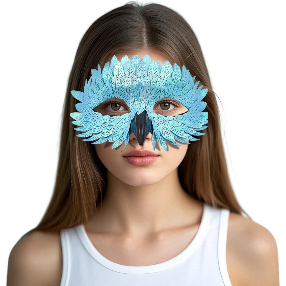 Owl Beak Face Mask Halfface Bird Face Cover for Masquerade Ball Party Halloween Mardi Gras Costumes Fancy Dress - Blue — image 3