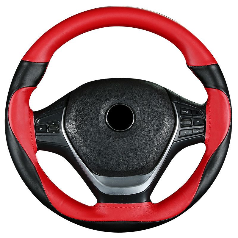 Car Steering Wheel Cover Four Seasons General Motors Handle Universal Man Woman Most of The Car (Black+red-Standard Size)