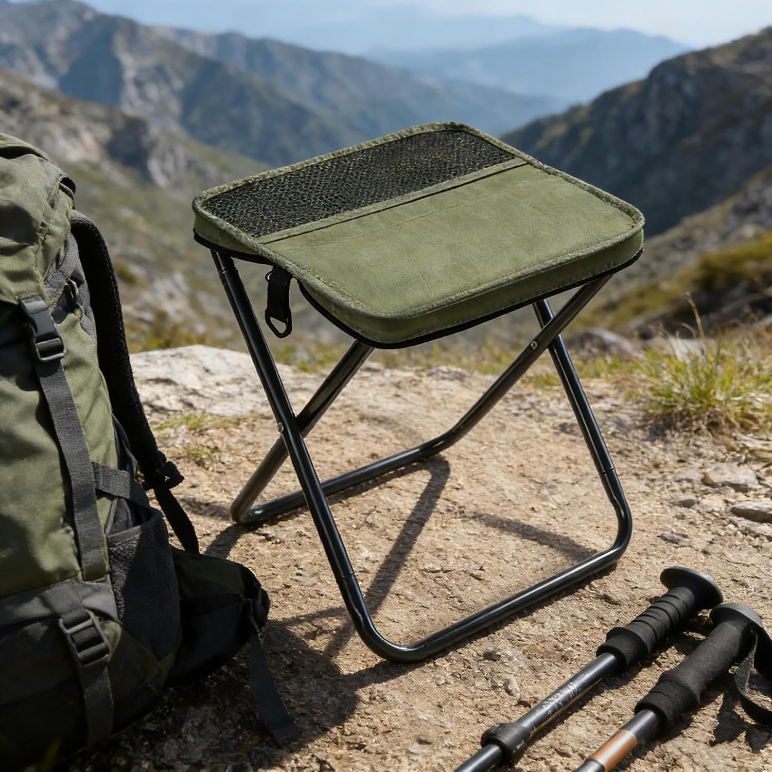 Portable Crossbody Bag Folding Stool, Lightweight Outdoor Seat and Carry Bag for Camping, Hiking, Fishing, Sports Events and Travel, Black โ image 4