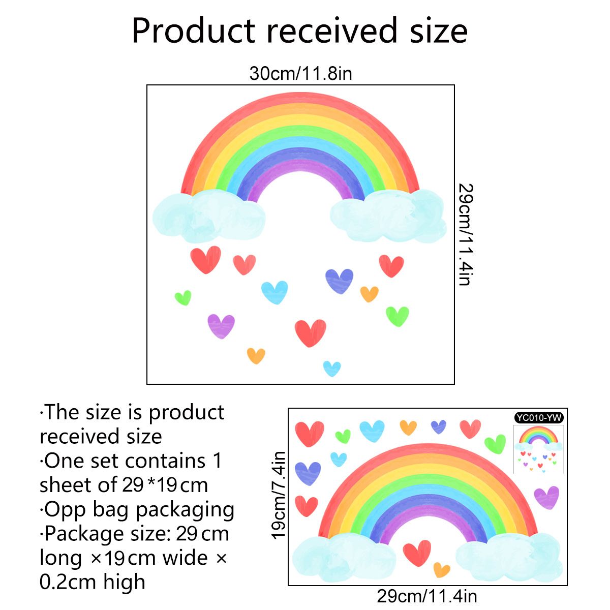 Glow in The Dark Large Rainbow Wall Decals Removable Star Butterfly Heart Wall Sticker Glowing Rainbow Wallpaper Watercolor — image 4