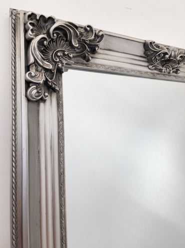 Deluxe French Provincial Ornate Mirror - Antique Silver - 90cm x 170cm — image 3