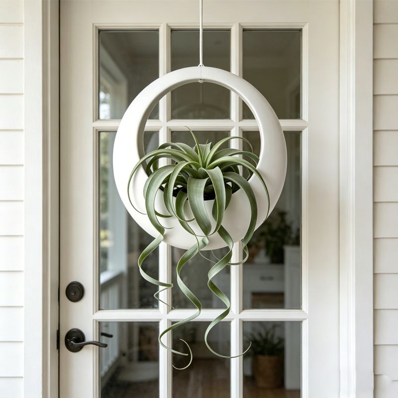 3D-printed circular hanging plant pot, white — image 2