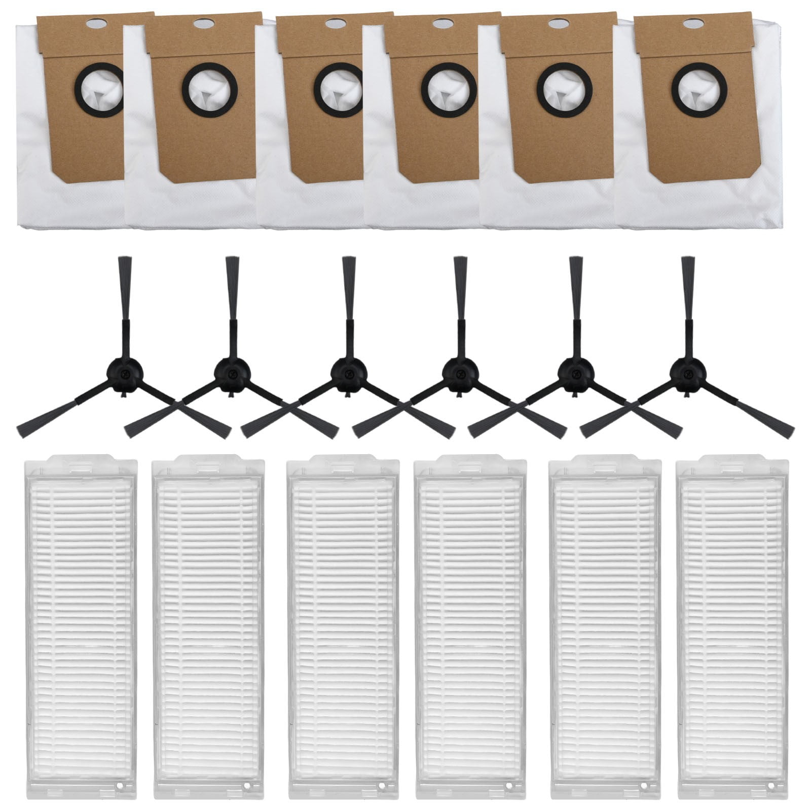 Cecotec Conga 13090 Spin Revol Home Vacuum Filter Dust Bag Side Brush Replacement Kit With 6 Filters 6 Bags 6 Brushes For Efficient Cleaning