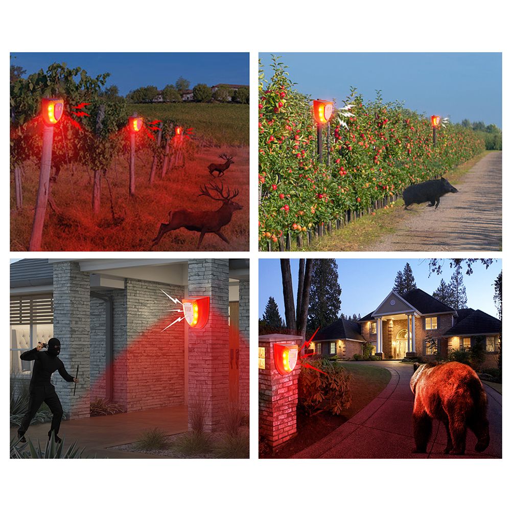 Solar Sound and Light Alarm Motion Sensor 110DB Sound Alert LED Flash Warning Strobe Security Alarm System for House Farm Villa — image 6