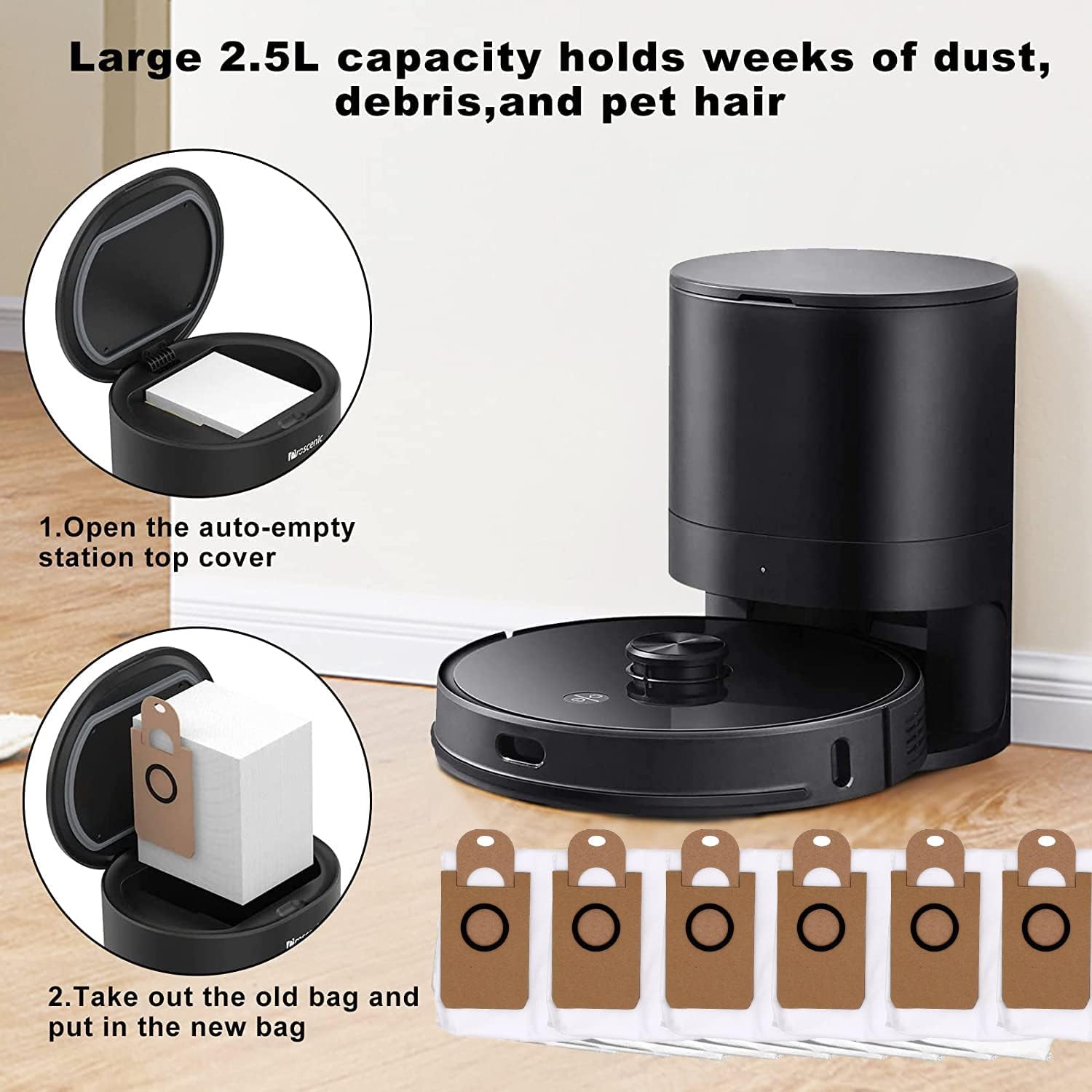 6 Pack Dust Bags for iHome AutoVac Nova Self Empty Robot Vacuum Replacement Accessory Parts โ image 2