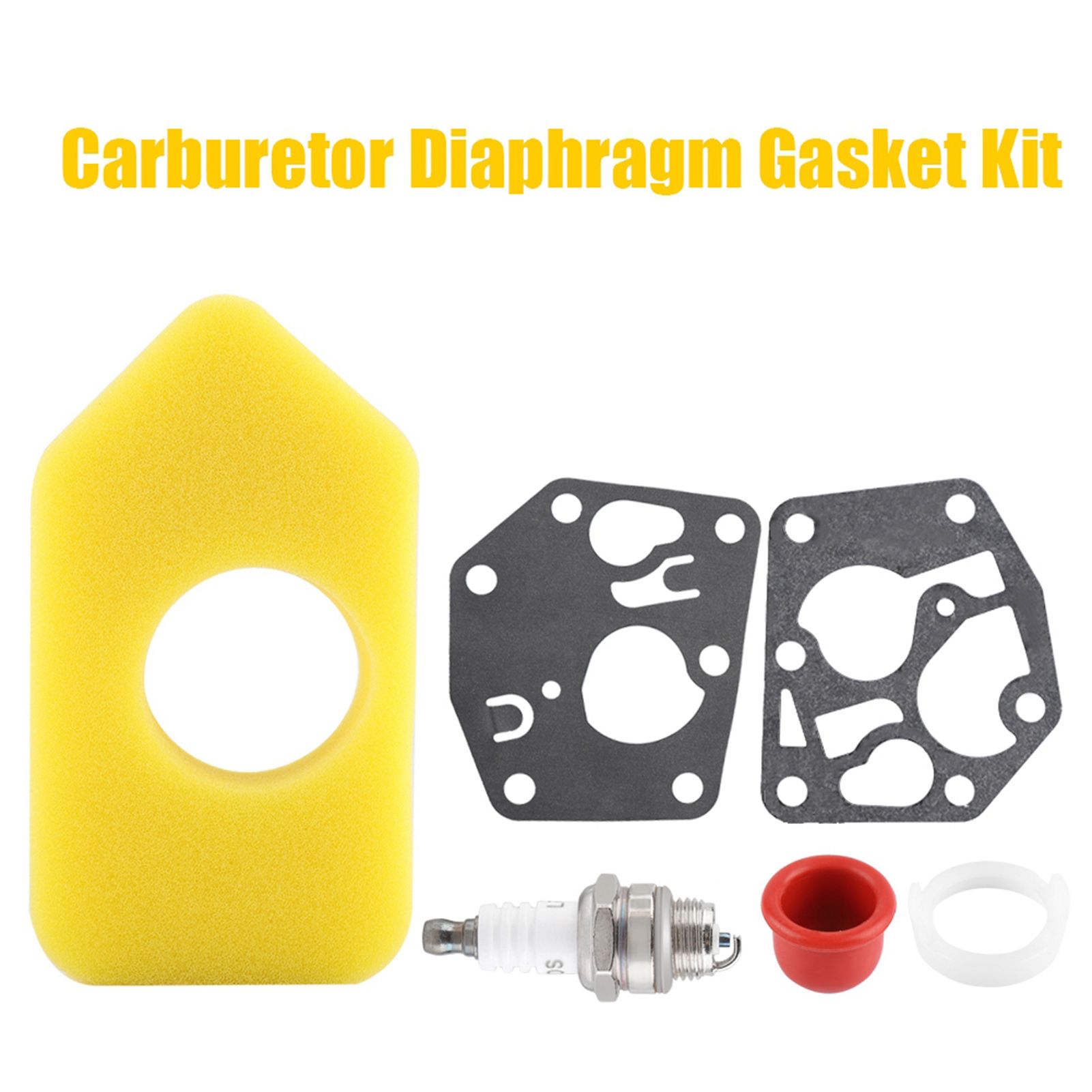 Carburetor Diaphragm Gasket Air Filter Spark Plug Kit for Briggs & Stratton Many Small Engines — image 5