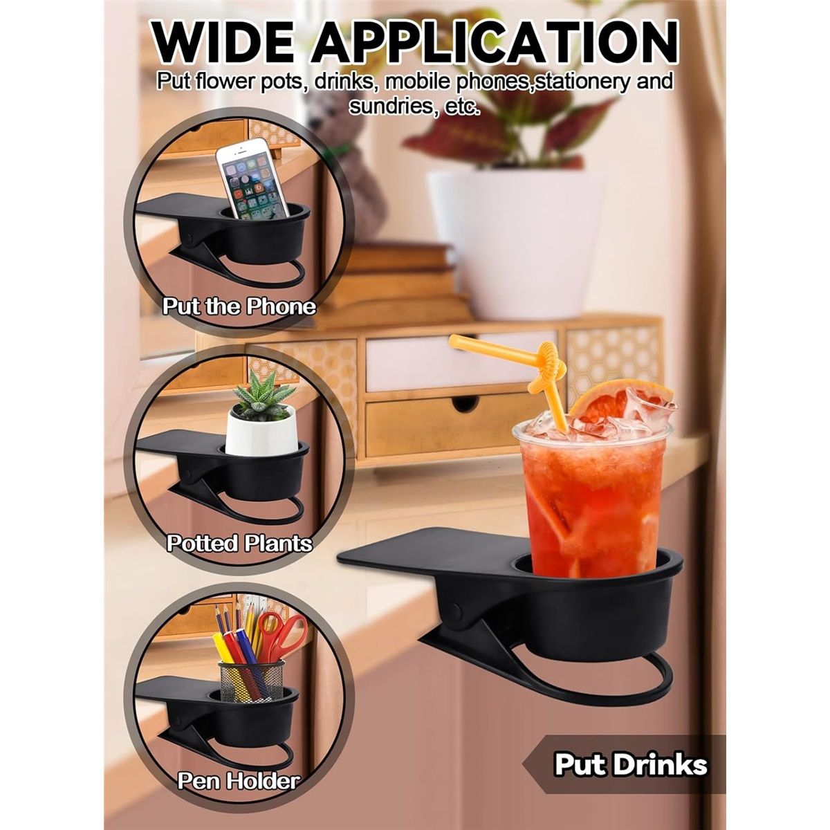 3PCS Drinking Cup Holder Clip, Chair Desk Bottle Cup Stand DIY Glass Clamp Storage Saucer Clip for Potted Plant Beverage Soda Coffee Mug Holder Clip for Home & — image 5