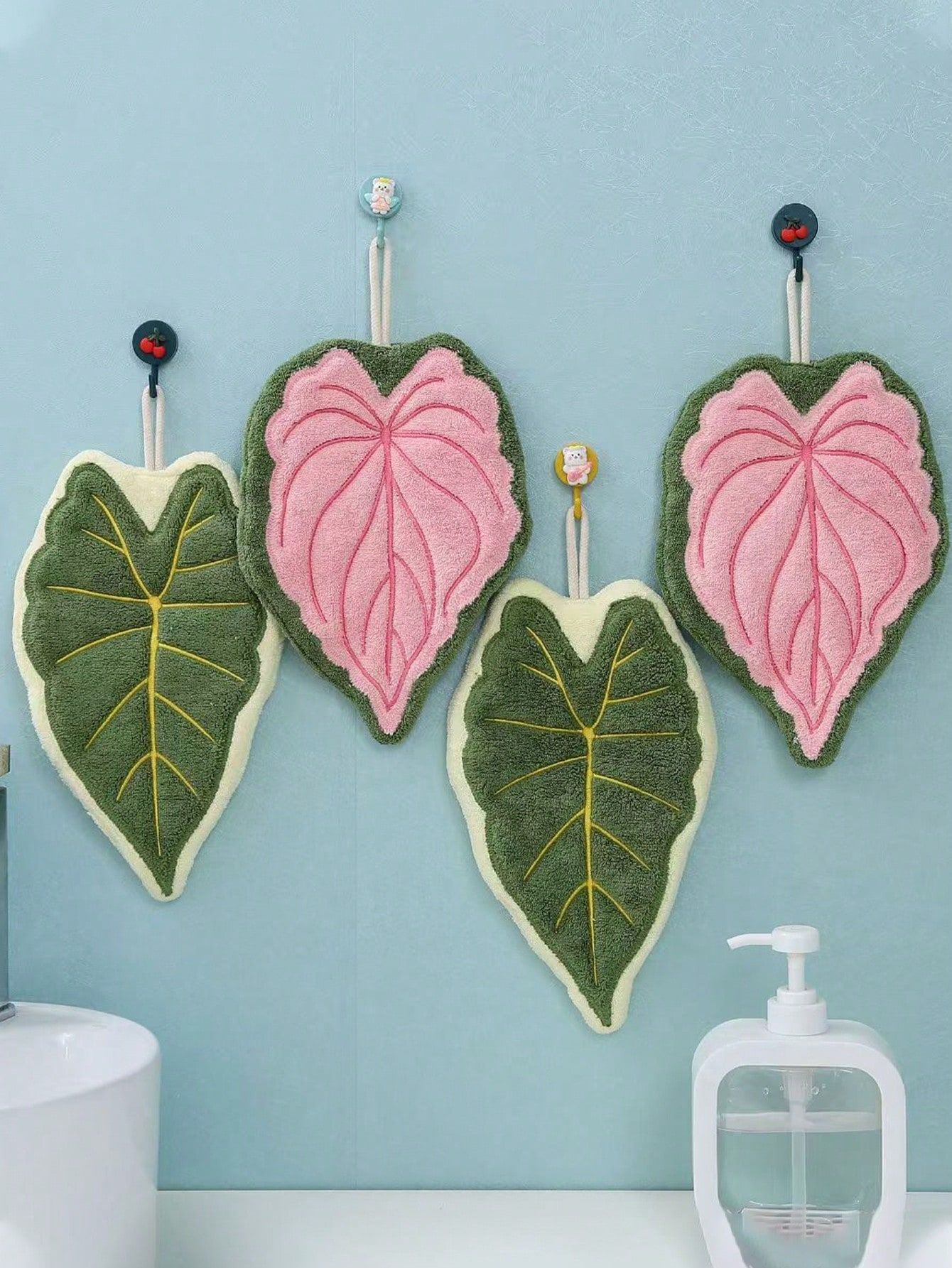 1pc/3pcs Creative Leaf Design Hanging Decorative Hand Towel For Kitchen Bathroom Bedroom Absorbent Easy To Clean Personalized Towel β image 4