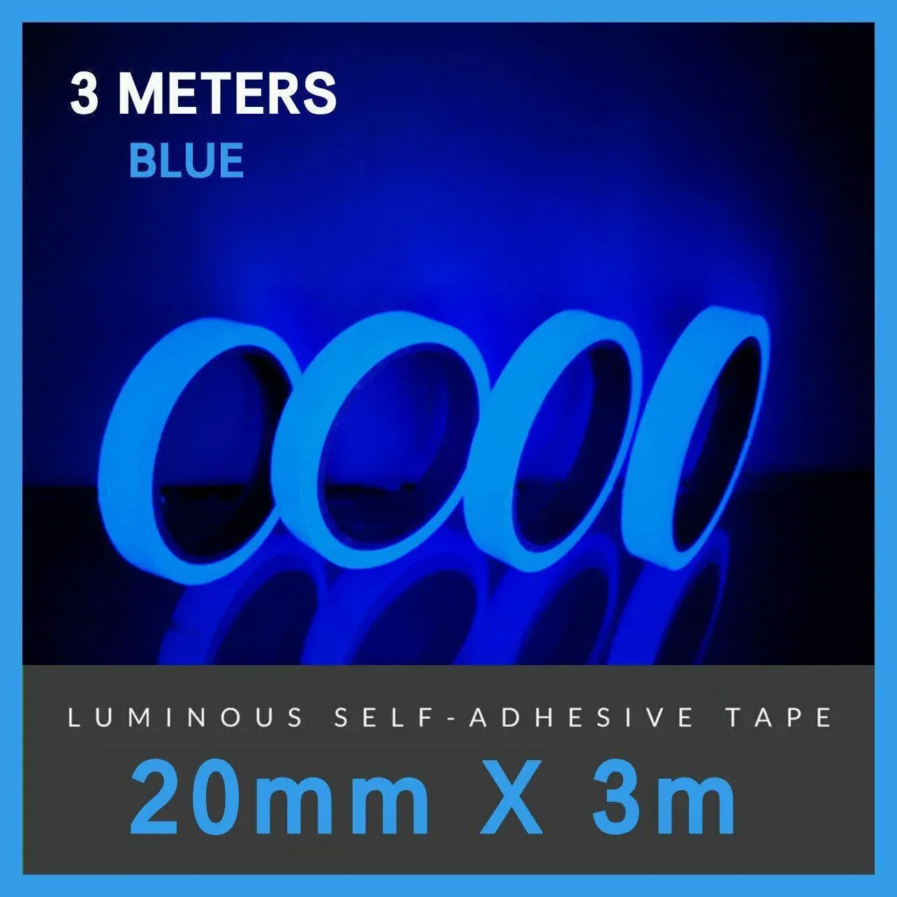 2cm x 3m Glow in the Dark Fluorescent Tape Self-Adhesive Strip for Marking and Decor - Blue Green 2cm*3m โ image 5