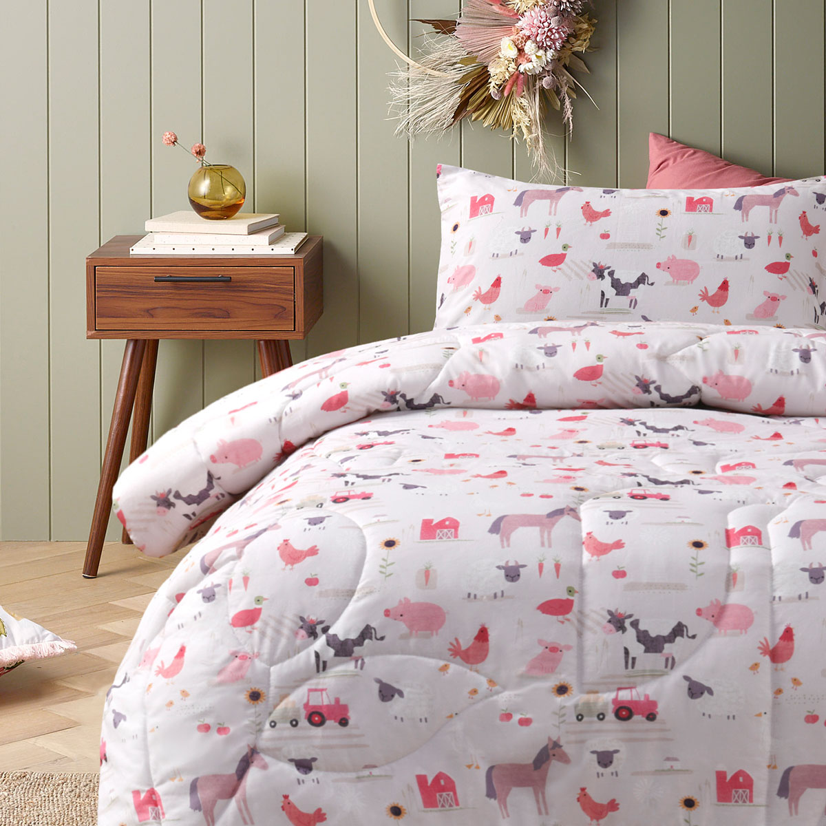 Happy Kids Farmyard Friends 2 Piece Washed Cotton Cover Comforter Set Single 160cm x 220cm — image 3