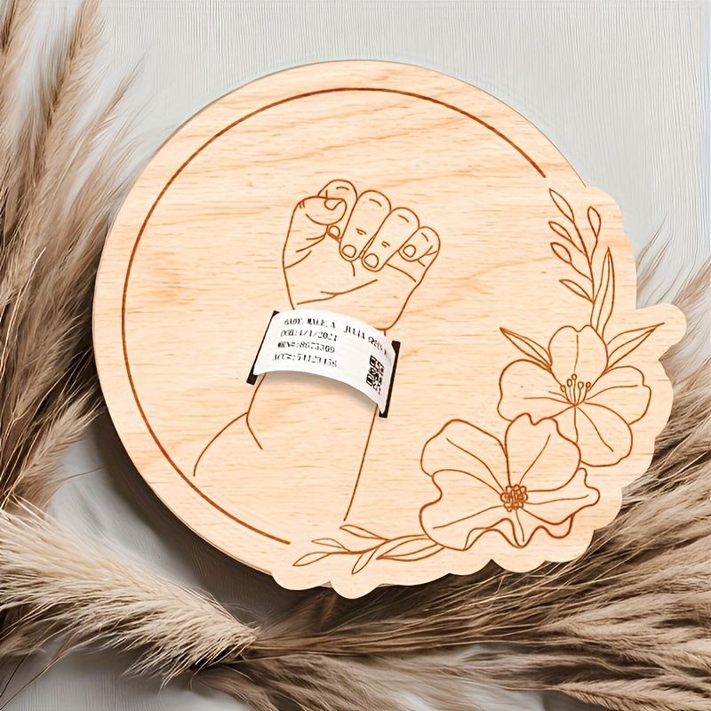 Newborn Hospital Bracelet Engraved Keepsake Box - Personalized Baby Gift With Laser Cut Wood Fiber Pregnancy Wristband - Ideal Mother's Day & Father's Day — image 3