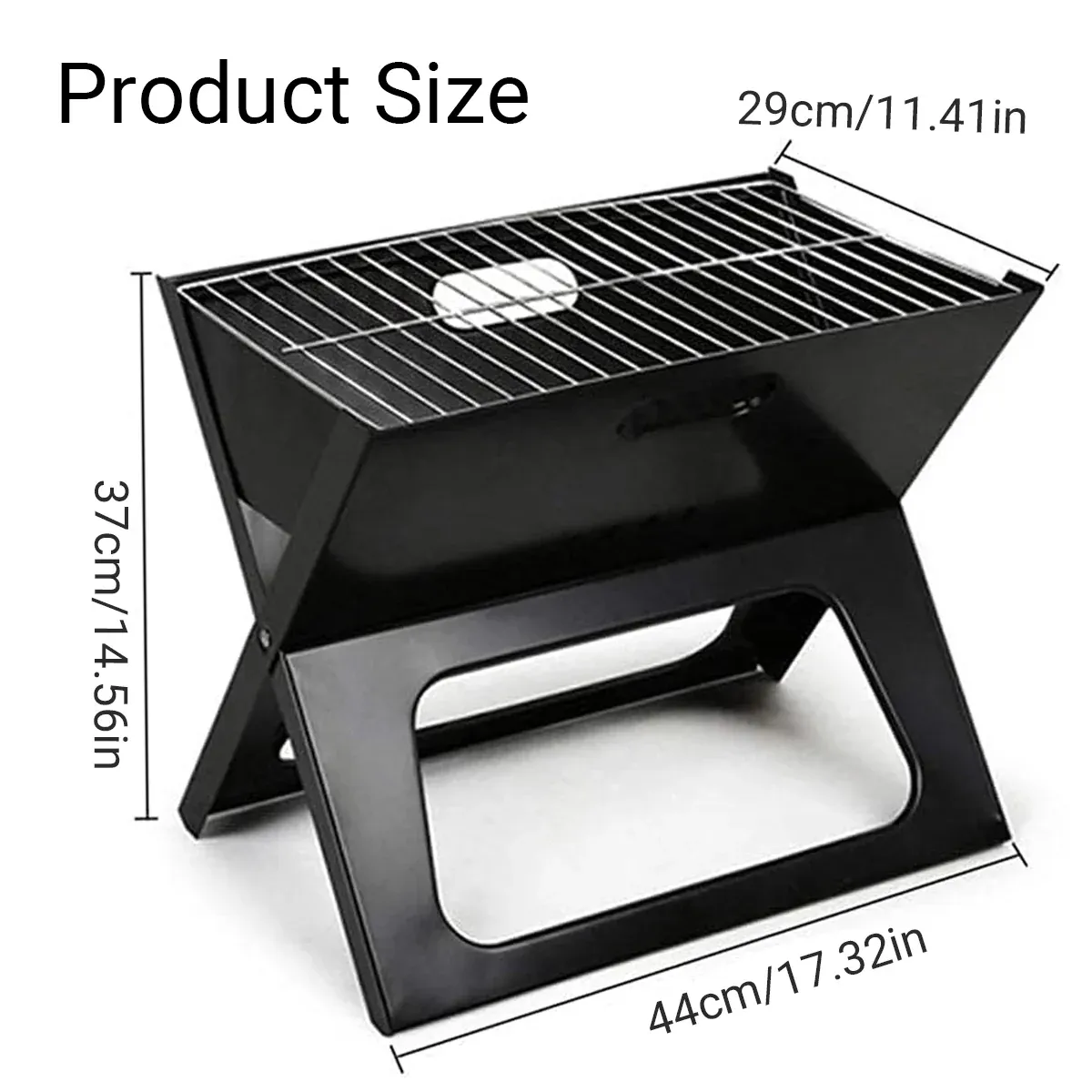 Grillz BBQ Grill Charcoal Smoker Outdoor Portable Camping Folding Steel Barbecue — image 3
