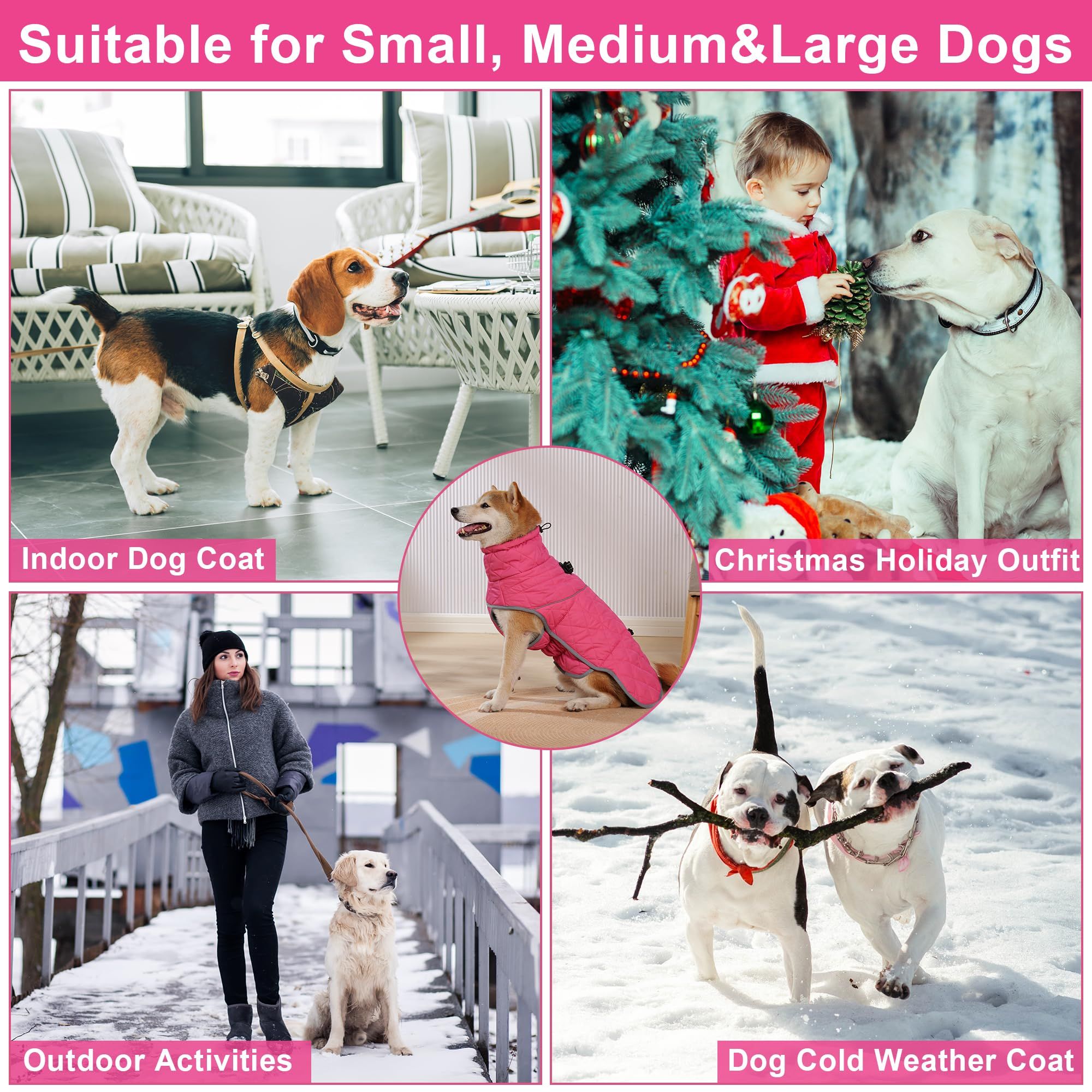 Winter Coat - Waterproof & Windproof Dog Puffer Jacket for Small to Large Dogs - Cold Weather Coat with Built-in Reflective Turtleneck & Adjustable Harness — image 4