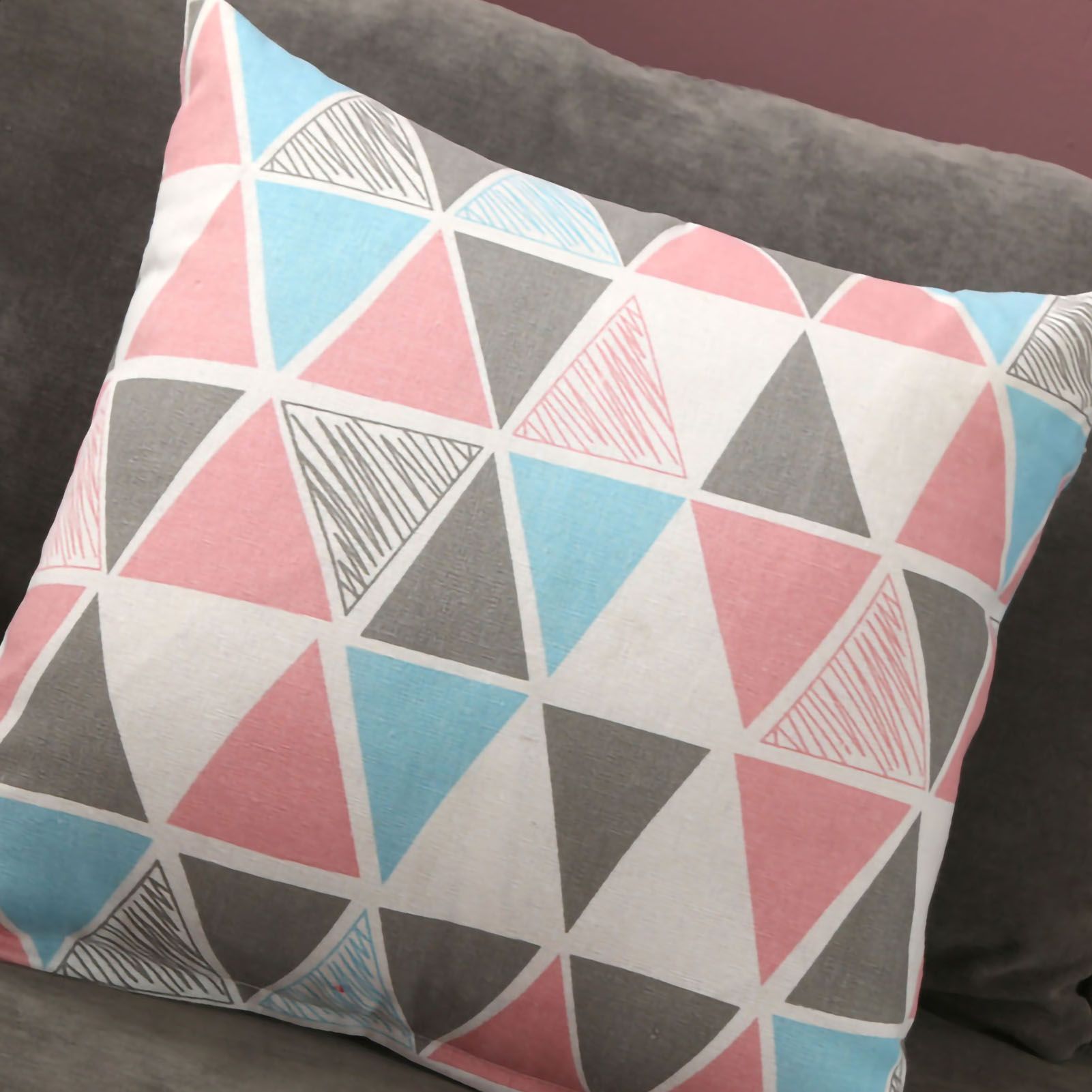 Home Pillow Case Sofa Cushion Accessories Linen Nordic Style Daily Use Home Textiles Colorful Triangle 45x45 โ image 3