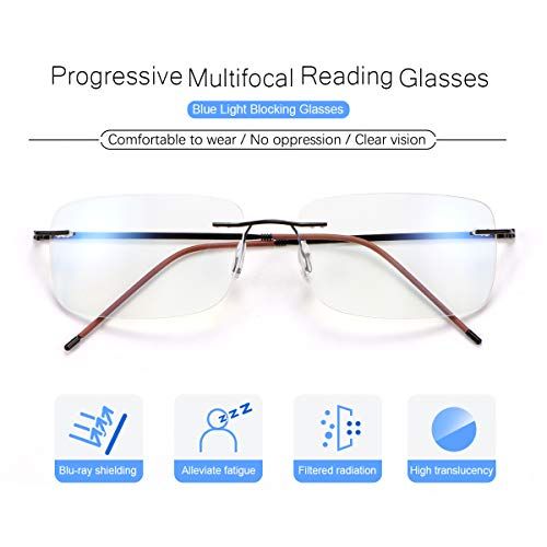 Rimless Progressive Multifocus Reading for Women Men Unisex Rectangular Eyewear Magnification Presbyopia Eyeglasses — image 4