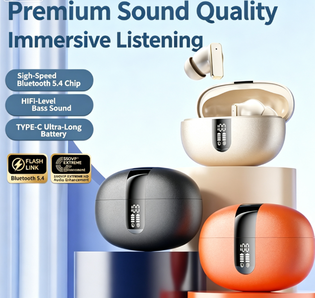 Y8 Bluetooth 6.0 Wireless Heavy Bass Earbuds ENC Noise Cancelling In Ear Headphones,Cream — image 4
