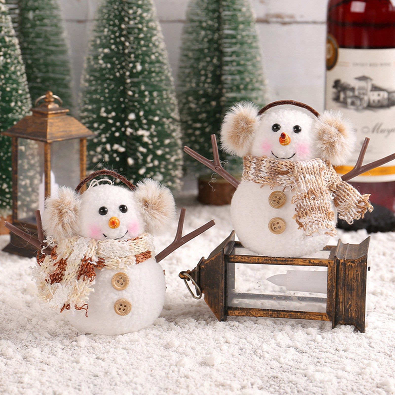 2pcs Enchanting Illuminated Mini Snowman Ornament for Christmas Home Decor — image 6