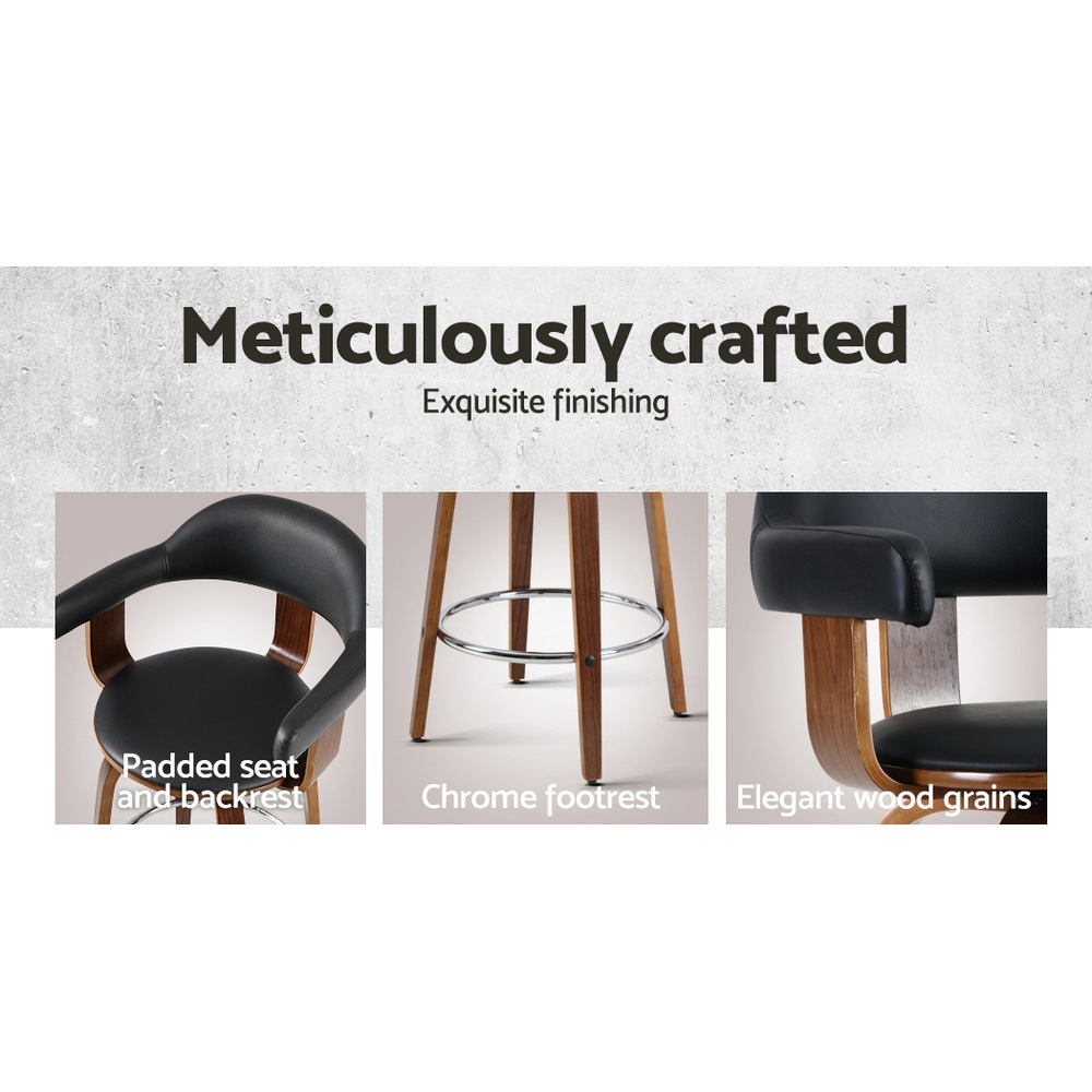 Artiss 2x Bar Stools Leather Seat Wooden Legs โ image 6