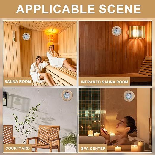 Sauna Thermometer and Hygrometer – 2-in-1 Analog Gauge, Wooden Frame Sauna Room Monitor, Easy-to-Read Wall-Mounted Sauna Accessory for Home Spa or Cabin — image 5