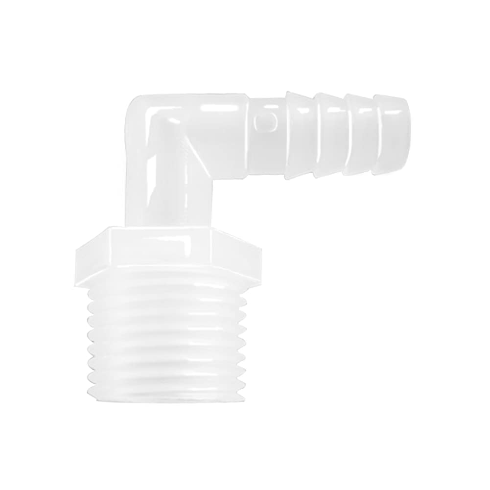 Plastic Hose Barb Fittings 90°Elbow 3/8" Hose Barb x 1/2" Male NPT Barbed Adapter Pipe Connectors Joint Splicer Mender Adapter Union (Pack of 5) — image 6