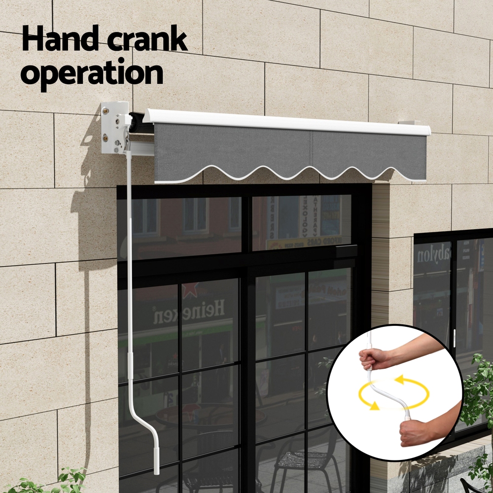 Instahut Retractable Folding Arm Awning Manual Sunshade 2Mx1.5M Grey — image 6
