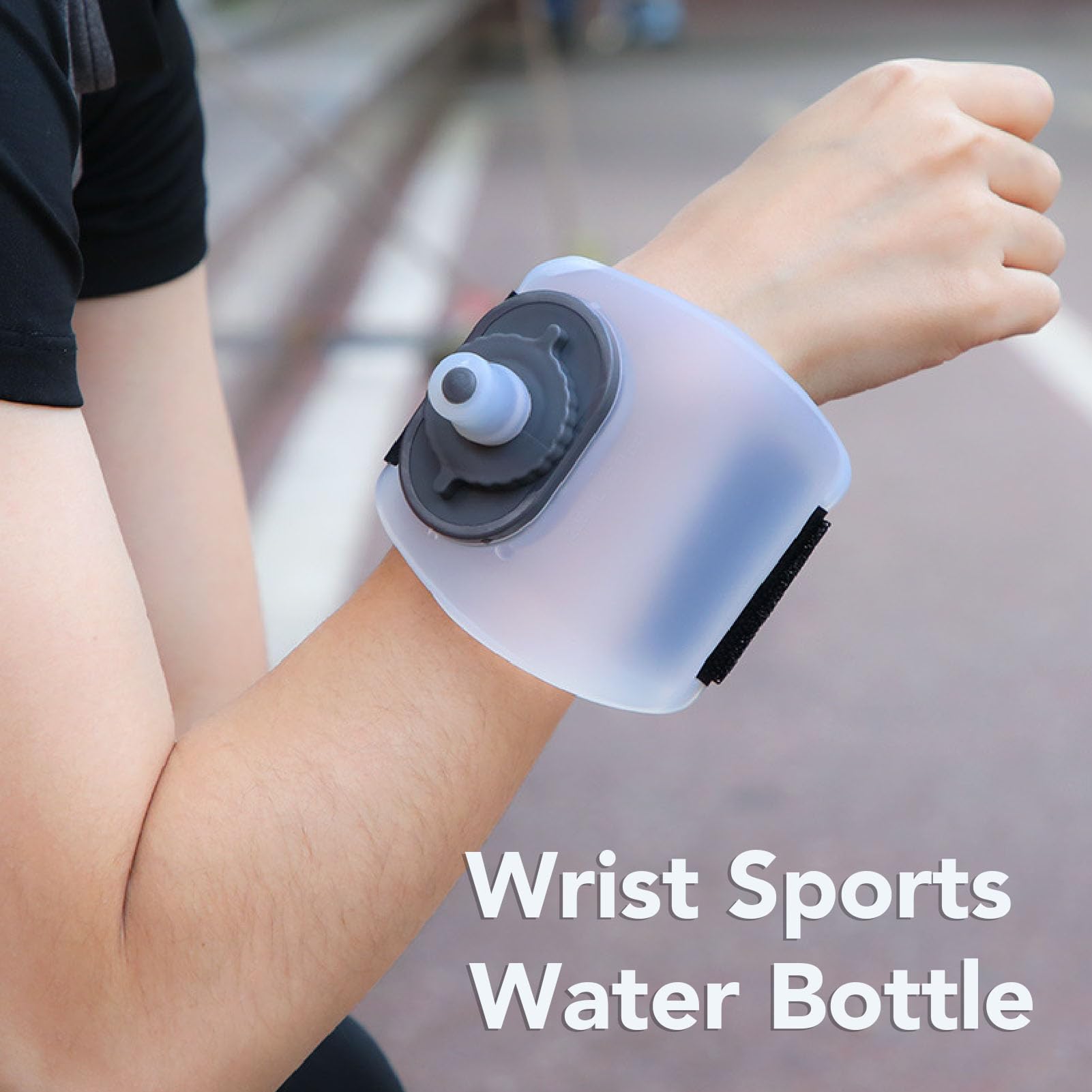 Wrist Water Bottle 7oz Hydration Flask – Hands-Free Leak-Proof Silicone Drink Container for Running, Cycling, Hiking & Fitness Training (White) — image 3