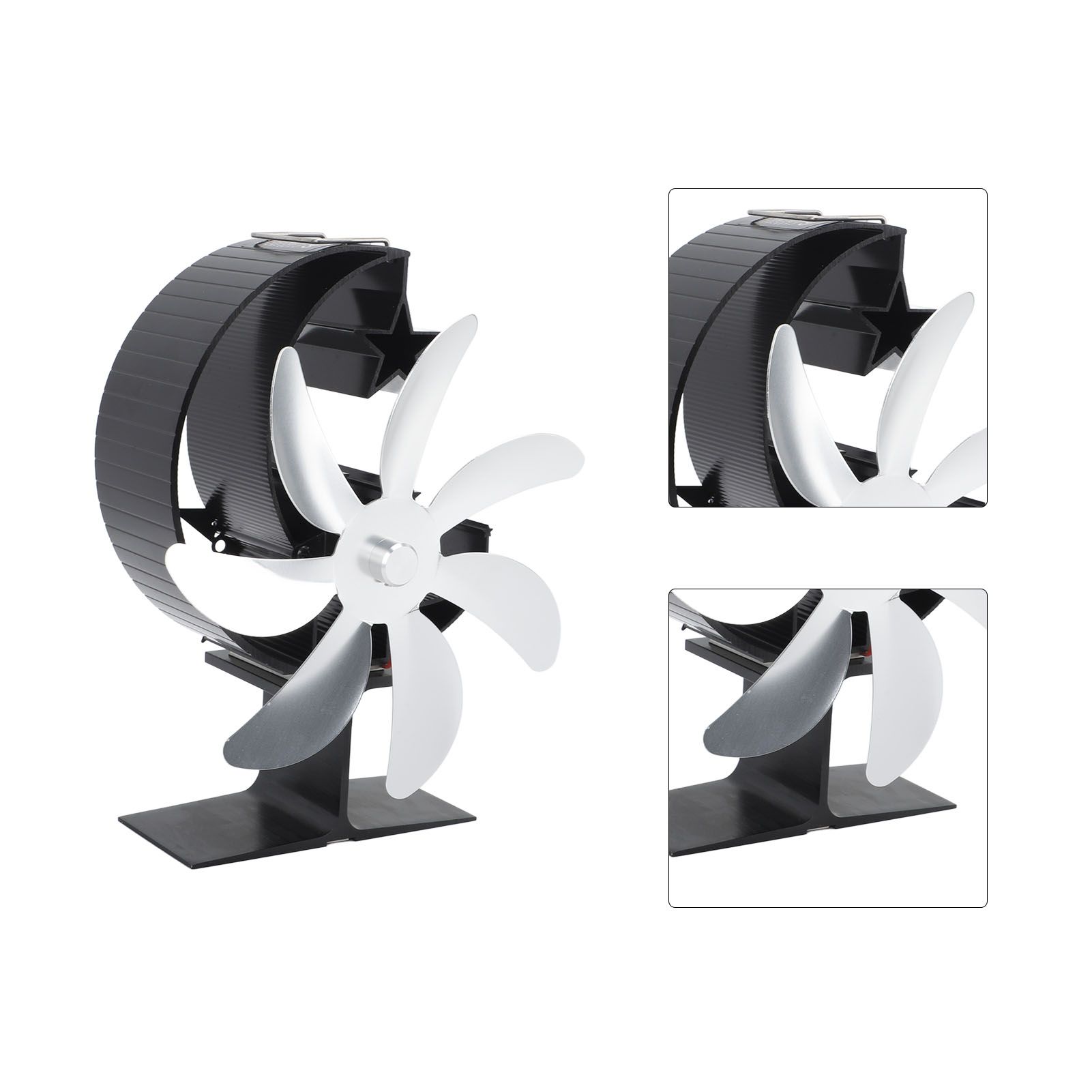 Heat Powered Stove Fan 7 Blade Moon Model Silent Operation Circulating Warm Air Highly Efficient Log Burner Fan For Wood Stove Accessories Silver โ image 6