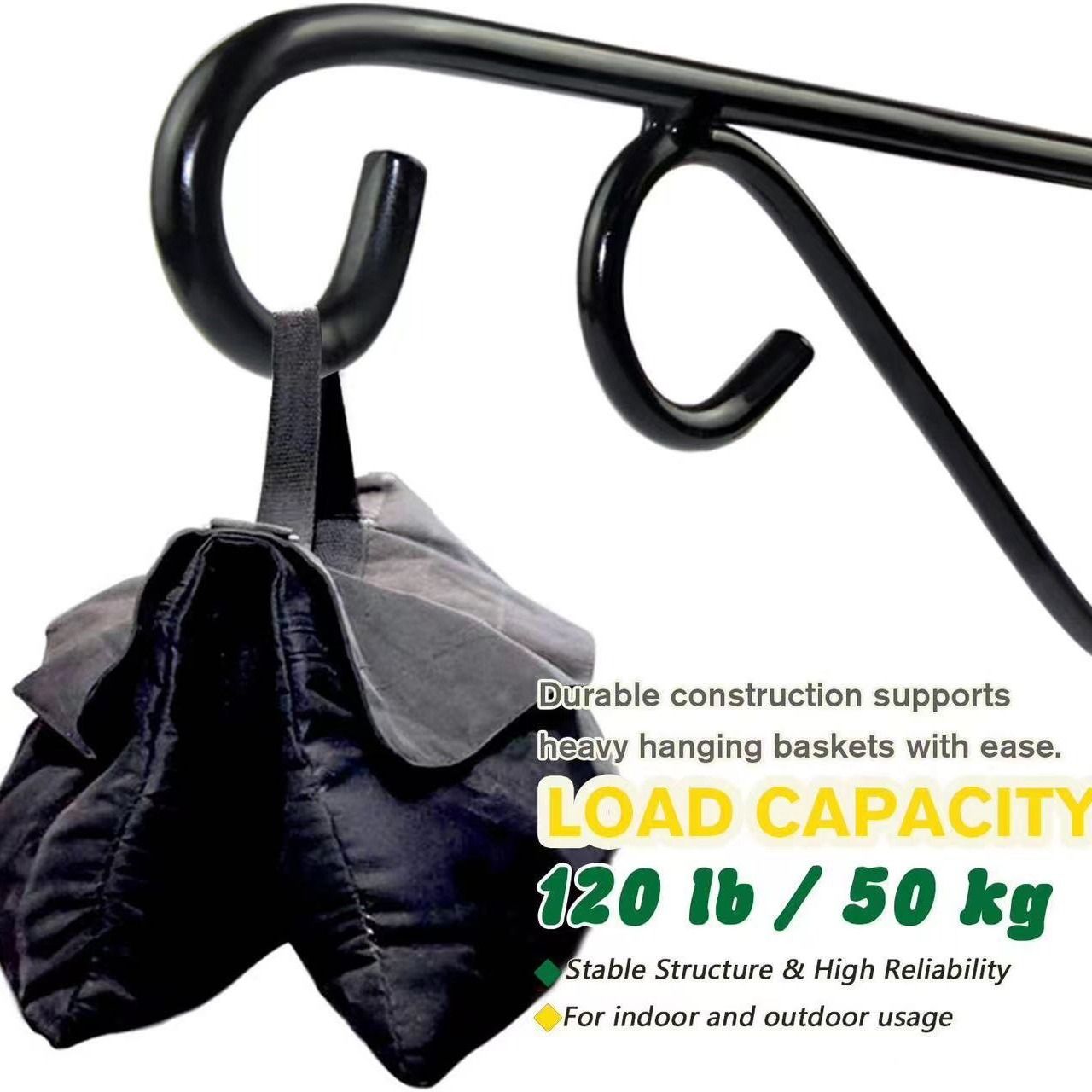 2 Pack 12 Inch Plant Hangers Outdoor Bracket, Indoor Wall Mount Metal Heavy Duty Rust-Resistant Bird Feeder Plant Hooks for Hanging Planters, Flower Baskets โ image 4