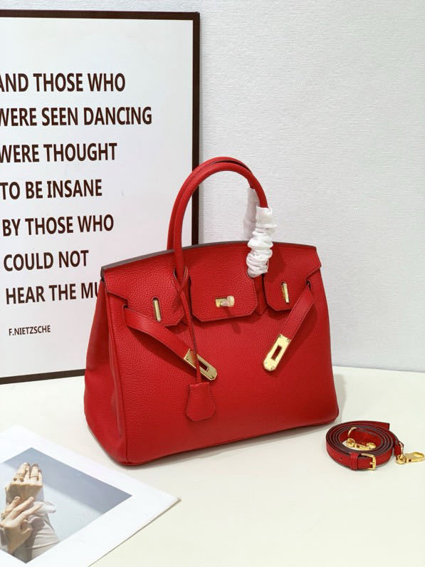 2025- Euro-american Elegant Crocodile Leather Handbag Bag - Birkin 35,red,palladium Hardware